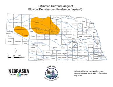 Estimated Current Range of Blowout Penstemon (Penstemon haydenii) Boyd Keya Paha Dawes