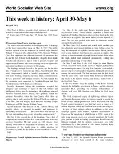 World Socialist Web Site  wsws.org This week in history: April 30-May 6 30 April 2012