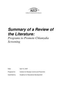 Summary of a Review of the Literature: Programs to Promote Chlamydia Screening  Date: