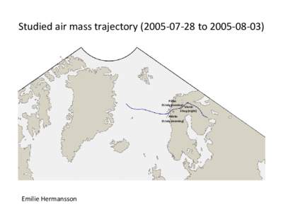 Studied air mass trajectorytoPallas 31 July (evening)  Värriö