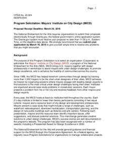 Page - 1 CFDA NoNEAPS1505 Program Solicitation: Mayors’ Institute on City Design (MICD) Proposal Receipt Deadline: March 29, 2016