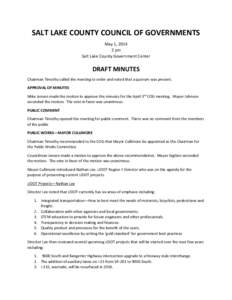 SALT LAKE COUNTY COUNCIL OF GOVERNMENTS May 1, [removed]pm Salt Lake County Government Center  DRAFT MINUTES