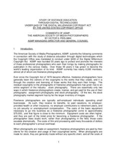 STUDY OF DISTANCE EDUCATION  THROUGH DIGITAL TECHNOLOGIES UNDER §403 OF THE DIGITAL MILLENNIUM COPYRIGHT ACT