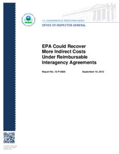 EPA Could Recover More Indirect Costs Under Reimbursable Interagency Agreements