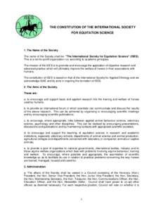 THE CONSTITUTION OF THE INTERNATIONAL EQUITATION SCIENCE SOCIETY