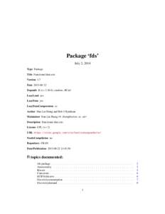 Package ‘fds’ July 2, 2014 Type Package Title Functional data sets Version 1.7 Date[removed]