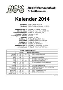 Modelleisenbahnklub Schaffhausen !  Kalender 2014