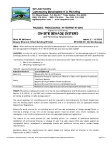 San Juan County  Community Development & Planning 135 Rhone Street, P.O. Box 947 Friday Harbor, WA[removed][removed]2116 Fax[removed]removed] | www.sanjuanco.com