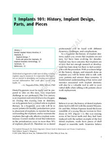 RI  AL 1 Implants 101: History, Implant Design, Parts, and Pieces