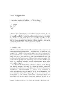 Mira Morgenstern  Samson and the Politics of Riddling
