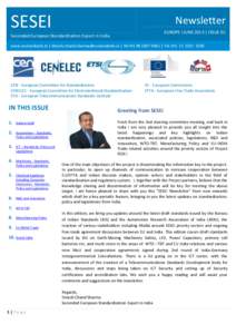 SESEI  Newsletter EUROPE I JUNE 2013 | ISSUE 01  Seconded European Standardization Expert in India