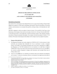 Microsoft Word - EN Opinion CON#2f2014#2f80 HU on the resolution of credit institutions and investment firms_.doc