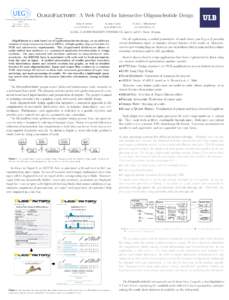 OligoFaktory: A Web Portal for Interactive Oligonucleotide Design Unit of Evolutionary Genetics IBMM Rue Jeener et Brachet 6041 Gosselies - Belgium