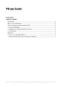 PB-api Guide  by Armin Waibel Table of contents 1