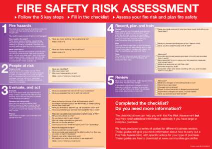 FIRE SAFETY RISK ASSESSMENT Follow the 5 key steps 1  Fill in the checklist