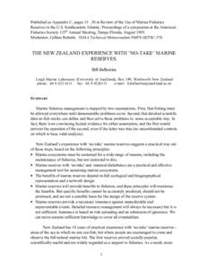 Published as Appendix C, pages 15 Ð30 in Review of the Use of Marine Fisheries Reserves in the U.S. Southeastern Atlantic: Proceedings of a symposium at the American Fisheries Society 125th Annual Meeting, Tampa Florida