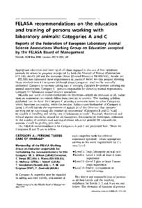 FELASArecommendations on the education and training of persons working with laboratory animals: Categories A and C Reports of the Federation of European Laboratory Animal Science Associations Working Group on Education a