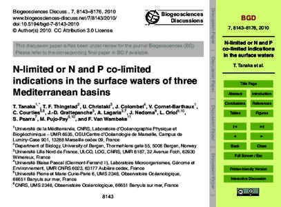 Biogeosciences Discussions Discussion Paper  N-limited or N and P co-limited