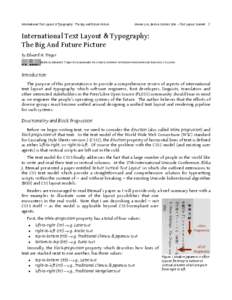 International Text Layout & Typography : The Big And Future Picture  Gnome Live, Boston, October 2006 – Text Layout Summit 1