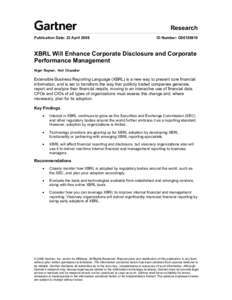 XBRL Will Enhance Corporate Disclosure and Corporate Performance Management