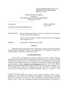 INITIAL DECISION RELEASE NO. 497 ADMINISTRATIVE PROCEEDING FILE NO[removed]UNITED STATES OF AMERICA Before the SECURITIES AND EXCHANGE COMMISSION