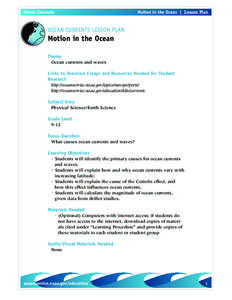 motion in the sea - ocean currents lesson plans