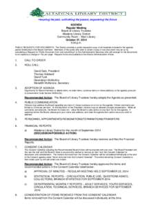 California statutes / Freedom of information in the United States / Agenda / Altadena Library District / Geography of California / Minutes / Altadena /  California / Brown Act / Principles / Meetings / Parliamentary procedure / San Gabriel Valley
