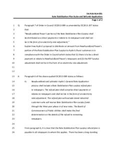 SR‐PUB‐NLH‐001  Rate Stabilization Plan Rules and Refunds Application  Page 1 of 2  1   Q. 