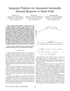 Integrated Platform for Automated Sustainable Demand Response in Smart Grids Vasileios Zois Marc Frincu
