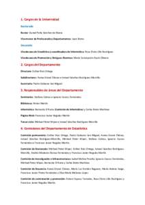 1. Cargos de la Universidad Rectorado Rector: Daniel Peña Sánchez de Rivera Vicerrector de Profesorado y Departamentos: Juan Romo  Decanato
