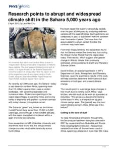 Research points to abrupt and widespread climate shift in the Sahara 5,000 years ago