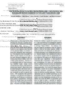 Pile burning effects on soil water repellency, infiltration, and downslope water chemistry in the Lake Tahoe Basin, USA