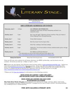 BARDI ROSMAN KOODRIN Literary Director [removed[removed]LITERARY SCHEDULE OF EVENTS Wednesday, April 1