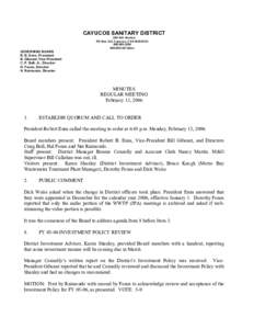 CAYUCOS SANITARY DISTRICT  200 Ash Avenue  PO Box 333, Cayucos, CA 93430­0333  805­995­3290  805­995­3673(fax) 