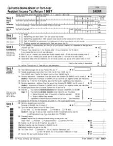 FORM  California Nonresident or Part-Year Resident Income Tax Return 1997 Fiscal year filers, enter year ending: month Your first name