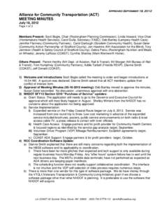 Approved September 19, 2012  Alliance for Community Transportation (ACT) MEETING MINUTES July 18, 2012 Page 1 of 3