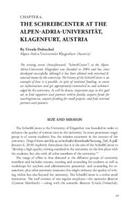 CHAPTER 6.  THE SCHREIBCENTER AT THE ALPEN-ADRIA-UNIVERSITÄT, KLAGENFURT, AUSTRIA By Ursula Doleschal