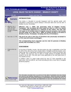 Bradley County Rate - Final May 2009