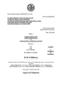 Civil procedure / Dispute resolution / Intervention / Re I / Intervener / Re N / Court of Appeal of England and Wales / Re B / Judgment / Contact