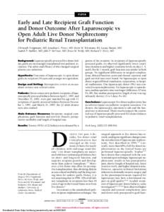 PAPER  Early and Late Recipient Graft Function and Donor Outcome After Laparoscopic vs Open Adult Live Donor Nephrectomy for Pediatric Renal Transplantation