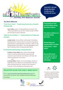 Australia’s Second Eating Disorders Conference for Families & Carers  Key Note Addresses