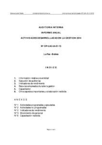 Defensoría del Pueblo  Unidad de Auditoría Interna Informe Anual de Actividades-DP-UAI-IA