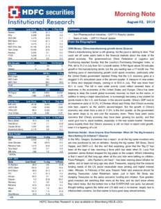 Morning Note Institutional Research Indices Sensex Nifty CNX 500