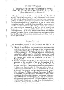 GENERAL DECLARATION[removed]DECLARATION OF THE GOVERNMENT OF THE DEMOCRATIC AND POPULAR REPUBLIC OF ALGERIA