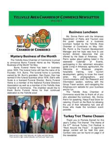 YELLVILLE AREA CHAMBER OF COMMERCE NEWSLETTER MAY 2012 Business Luncheon  Mystery Business of the Month