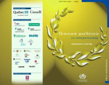 ÉDITION 2001 • 2002  Concours québécois en entrepreneurship  PRIX NATIONAUX