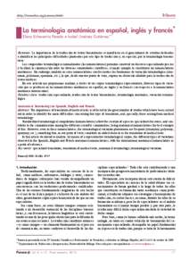 Tribuna  <http://tremedica.org/panacea.html> La terminología anatómica en español, inglés y francés* Elena Echeverría Pereda e Isabel Jiménez Gutiérrez**