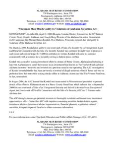 ALABAMA SECURITIES COMMISSION 770 Washington Ave., Suite 570 Montgomery, Alabama[removed]Mail: Post Office Box[removed]Telephone: ([removed]or[removed]Fax: ([removed]Email: [removed] Website: