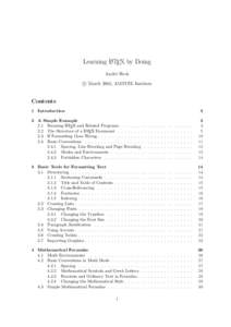 Learning LATEX by Doing Andr´e Heck c March 2005, AMSTEL Institute °  Contents