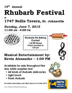 19th Annual  Rhubarb Festival atNellis Tavern, St. Johnsville